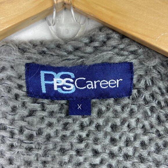 Penningtons PS Career Wool Duster Cardigan Black Grey Size 0X Long Sleeve Maxi - Picture 5 of 11